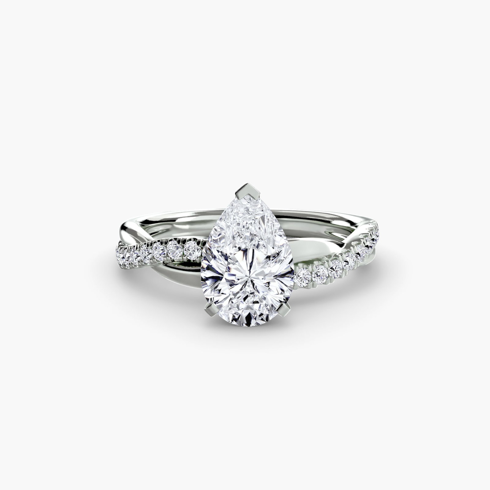 Pave Pear 950 Platinum Ring Setting - 2