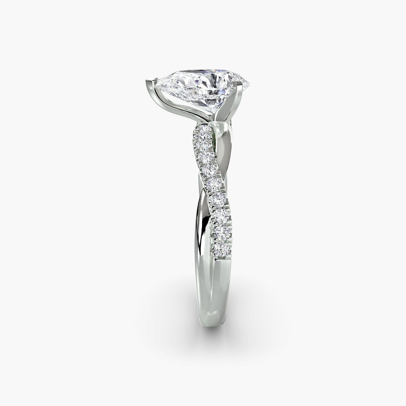 Pave Pear 950 Platinum Ring Setting - 3