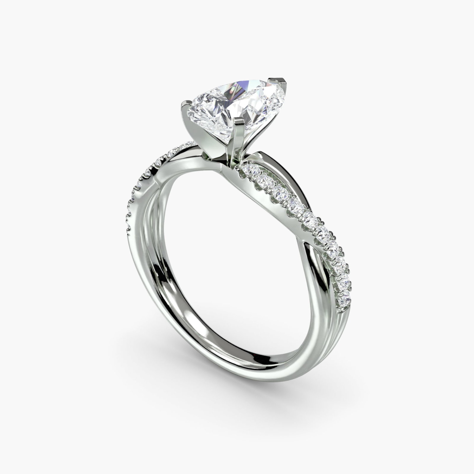 Pave Pear 950 Platinum Ring Setting - 5