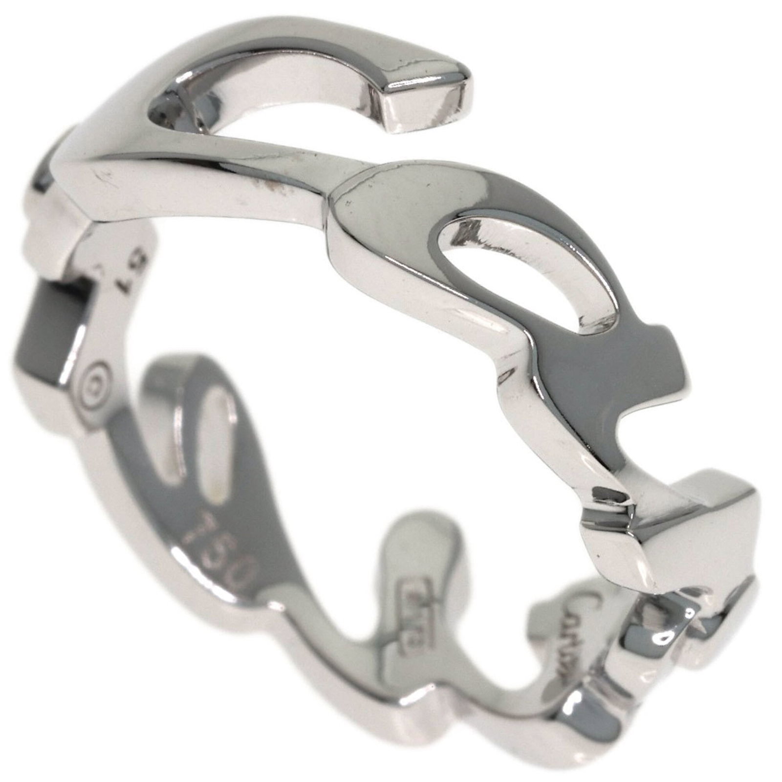 White Gold Cartier Band Ring 18K: White Gold Cartier Band Ring 18K 18K White Gold Cartier Band Ring for Women, Us Size 6. A few traces of usage are visible, with some minor scratches and dirt present, but overall in very good