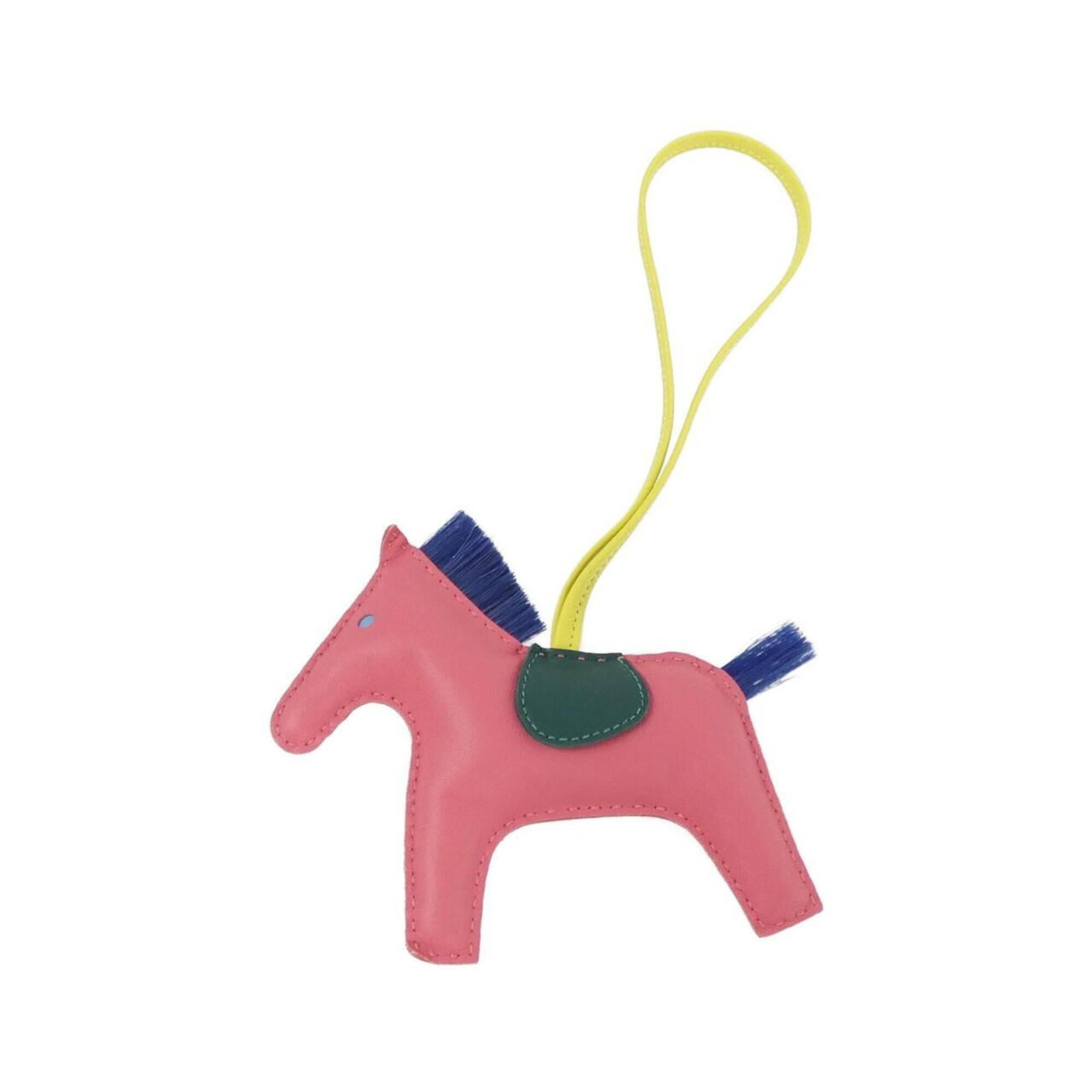 Hermes Handbag Charm Agneau Milo: Hermes Handbag Charm Agneau Milo Agneau Milo, the vibrant lime and pink handbag charm from Herm?s, adds a pop of color to any bag. This used charm features a few traces of usage, some scratches / dirt