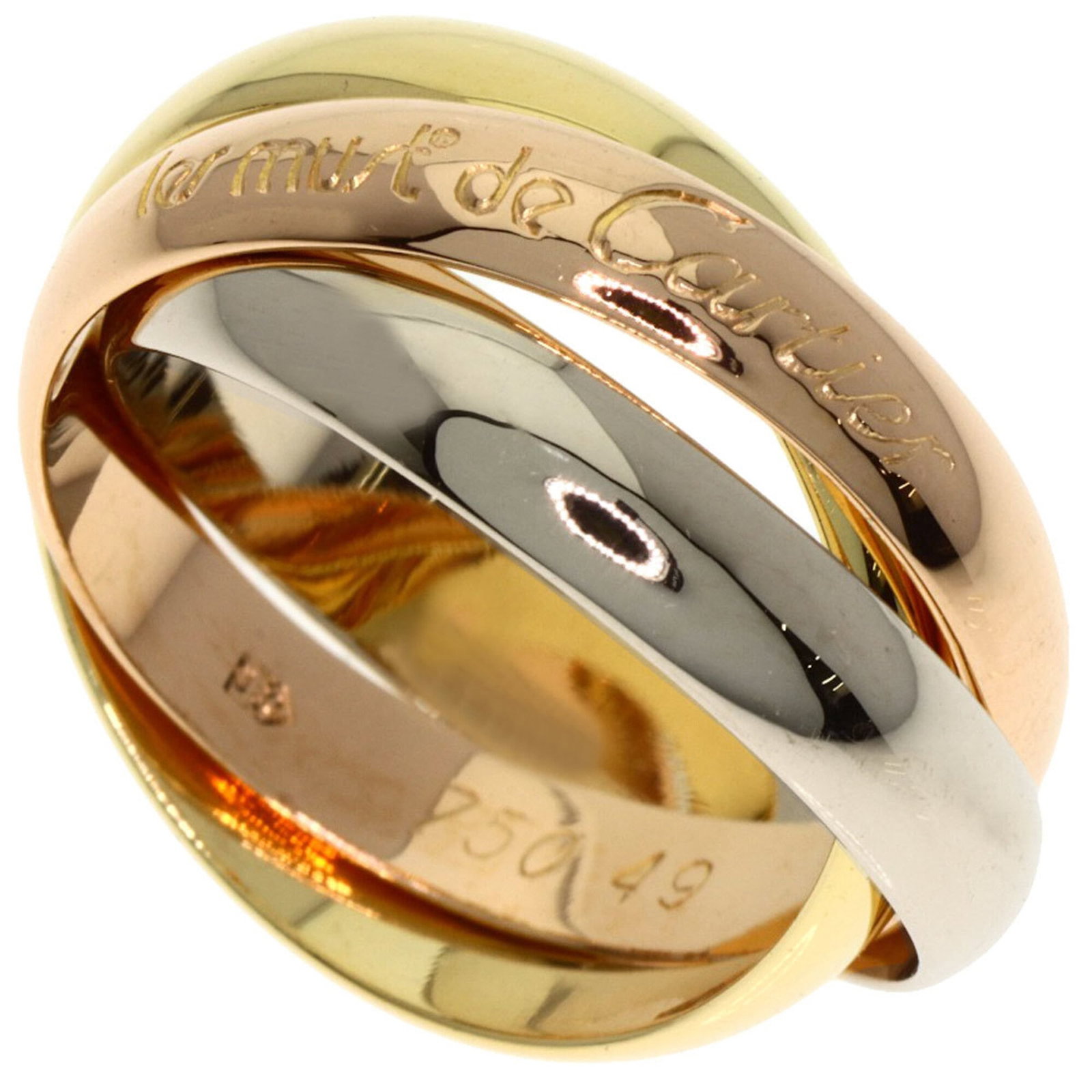 Cartier Pink 18k White 18k Yellow Gold Ring Band: Cartier Pink 18k White 18k Yellow Gold Ring Band Pink Gold (18K) and White Gold (18K) blend in this elegant Cartier ring band, featuring 18k Yellow Gold accents. A few traces of usage are visible,
