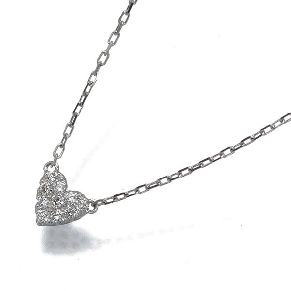 Heart pave diamond necklace white gold 18k 0.05ct ahkah: Heart pave diamond necklace white gold 18k 0.05ct ahkah 0.05ct AHKAH diamond pave in white gold 18k necklace features a natural heart design, showcasing the beauty of the stone set within a delicate