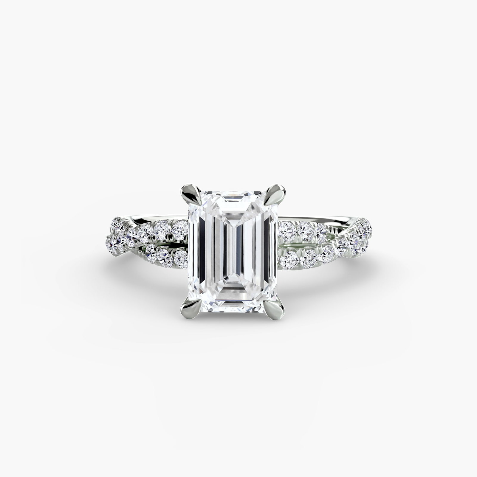 Pave Emerald 18Kt White Gold Ring Setting - 2