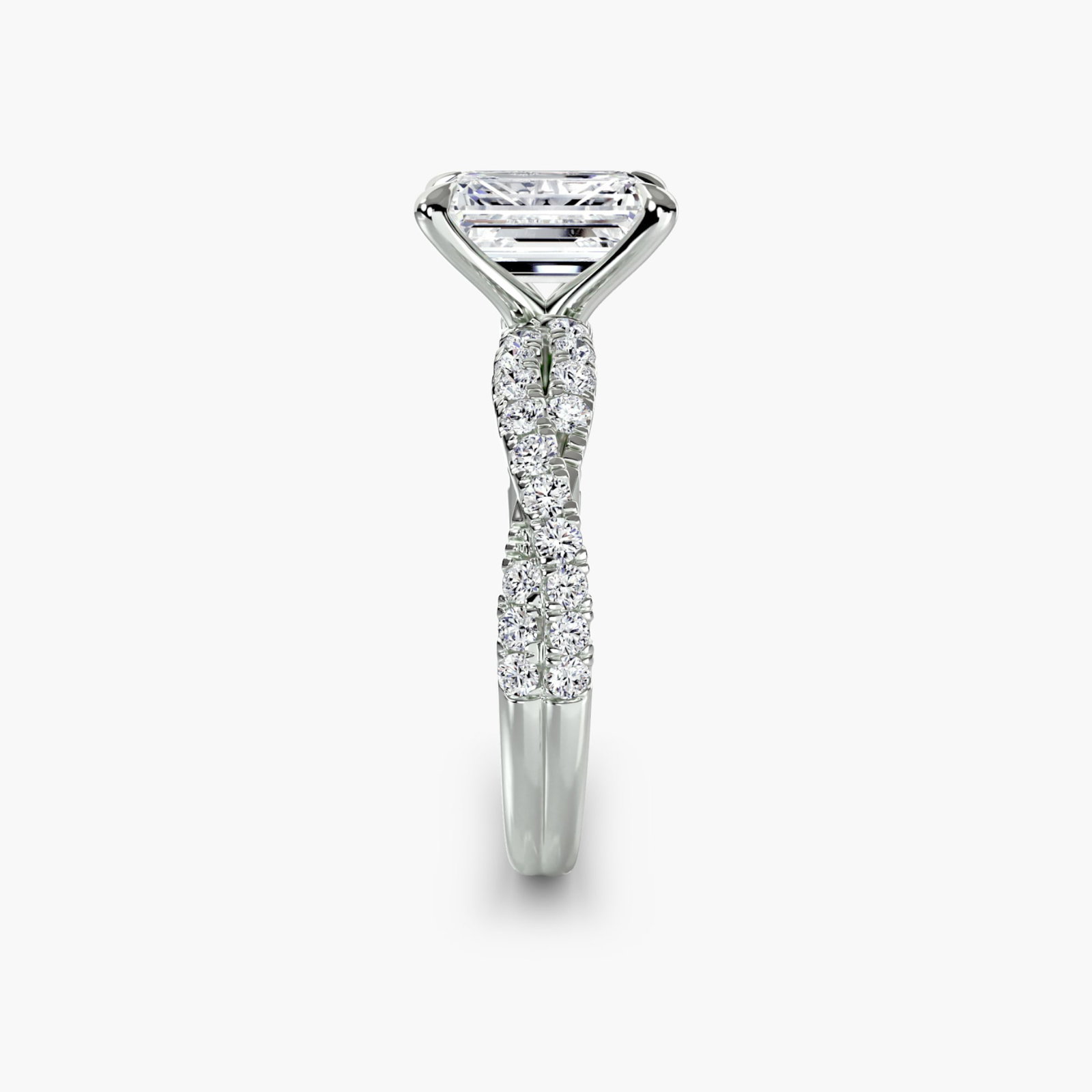 Pave Emerald 18Kt White Gold Ring Setting - 3