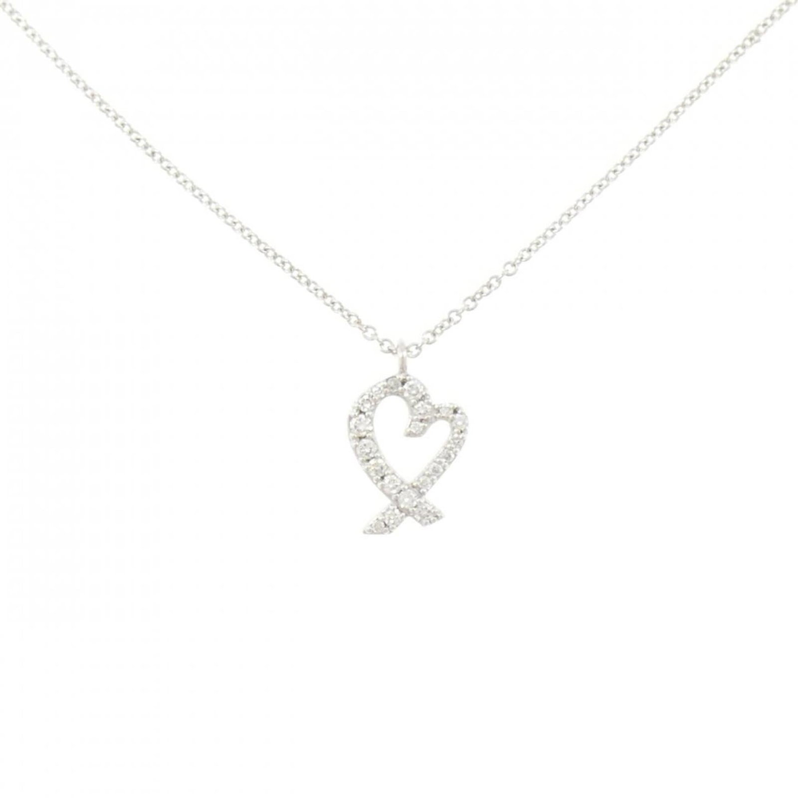Loving Heart Necklace: Loving Heart Necklace White gold pendant necklace with a 10.5mm x 8.2mm diamond, set in a 41 cm / 16.14'' chain, featuring a classic and elegant design. The necklace bears a signature and is made from