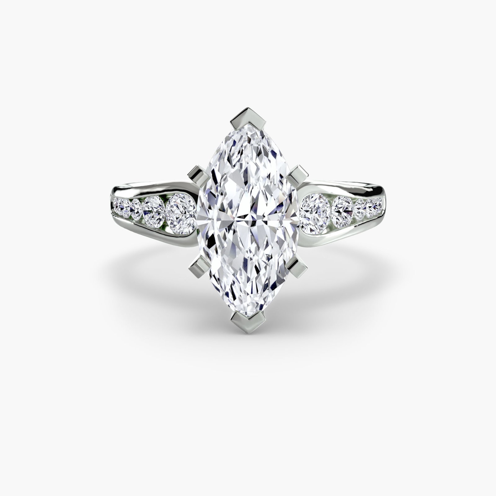 Pave Marquise 950 Platinum Ring Setting - 2