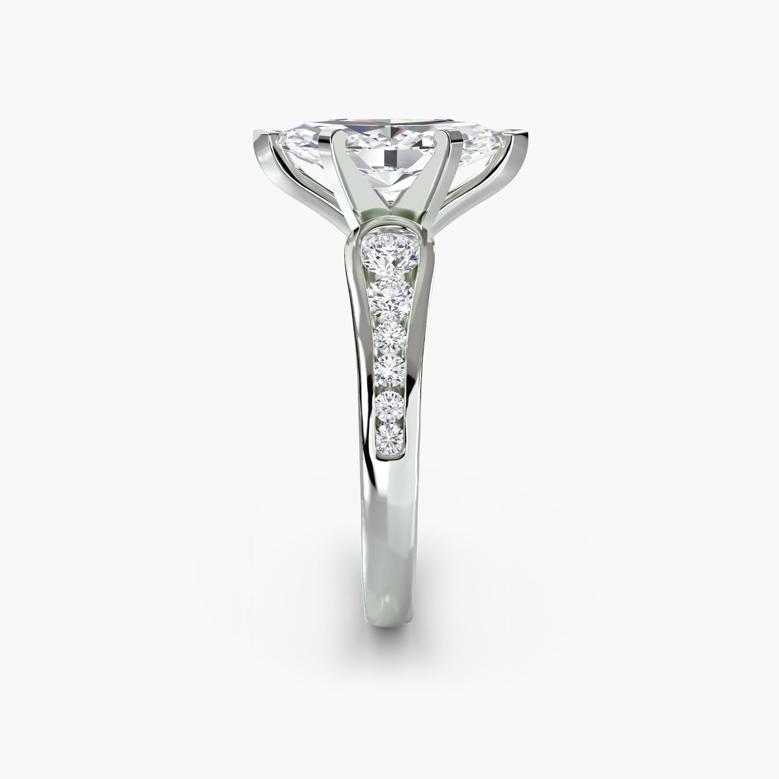 Pave Marquise 950 Platinum Ring Setting - 3