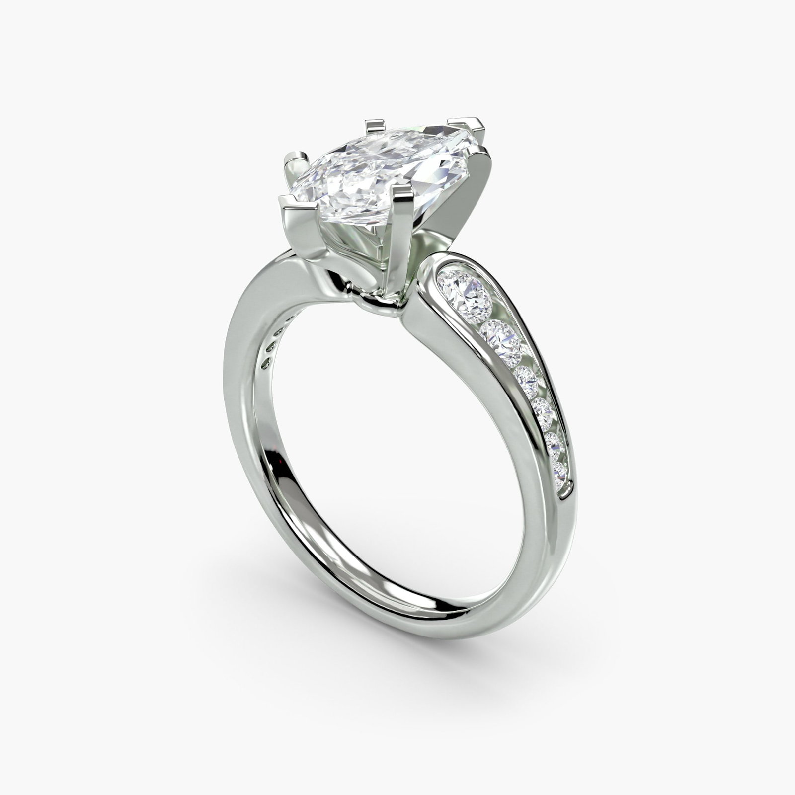Pave Marquise 950 Platinum Ring Setting - 5