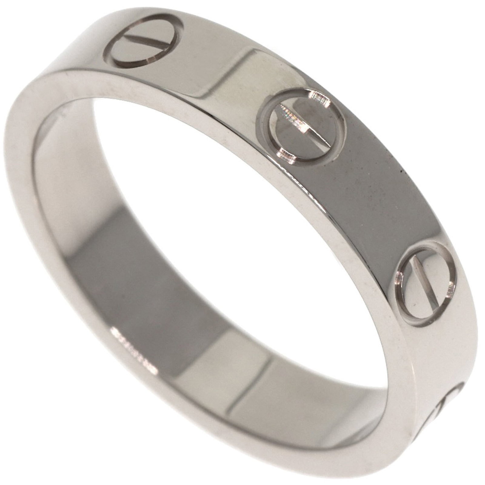 White Gold Cartier Band Ring 18K: White Gold Cartier Band Ring 18K 18K White Gold Cartier Band Ring for Women - A pre-owned, high-quality band ring featuring the iconic Cartier design. The ring boasts a sturdy construction and