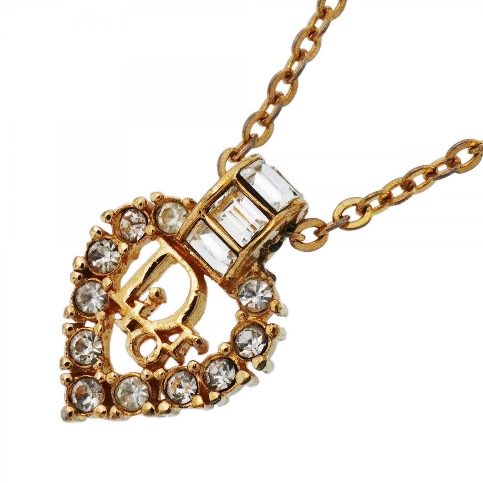 Christian Dior Necklace Gp Plated Rhinestone Gold Women'S P2826316: Christian Dior Necklace Gp Plated Rhinestone Gold Women'S P2826316 Christian Dior's gold-plated rhinestone necklace boasts a striking design, featuring a 18.2mm x 12.8mm pendant in a luxurious gold fi