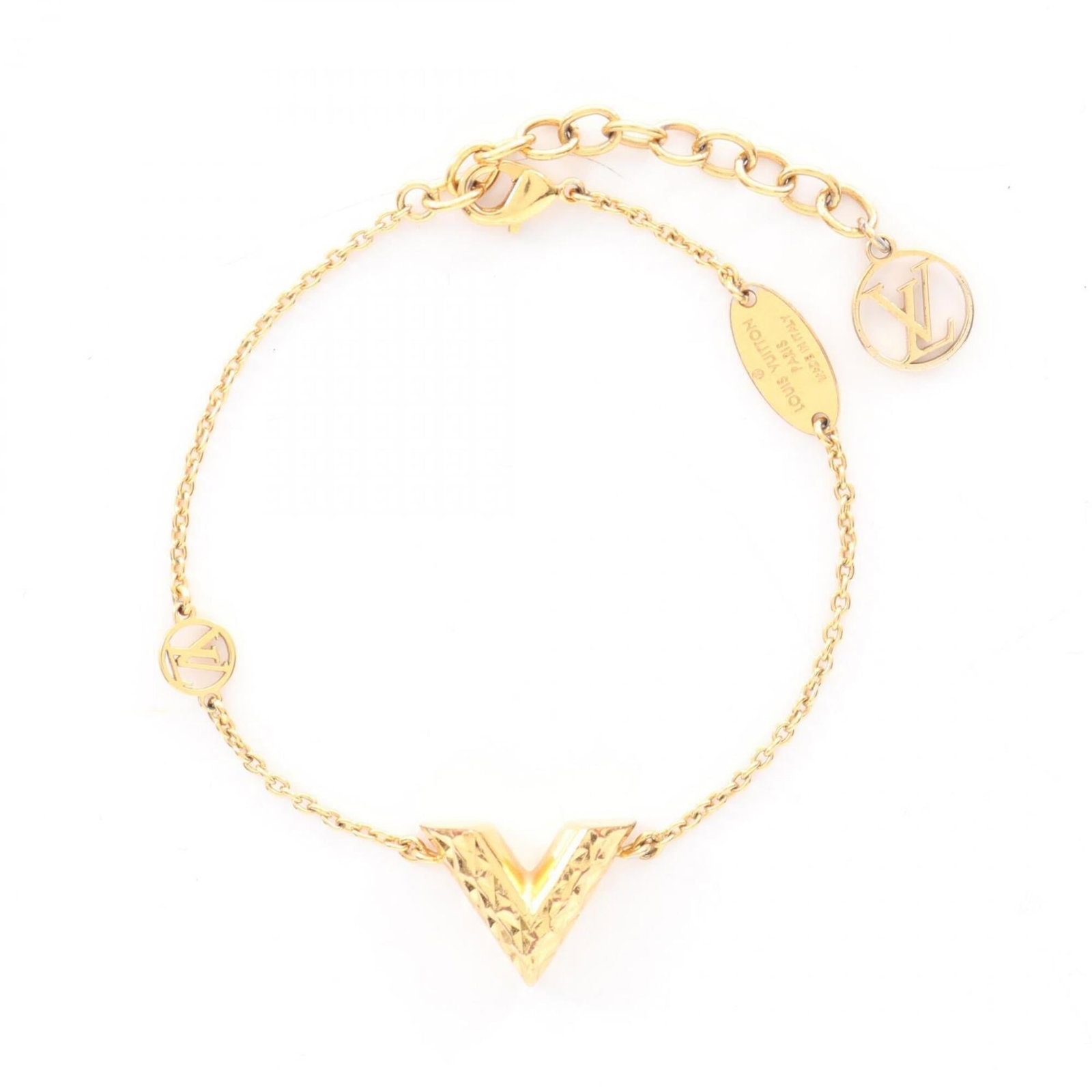 Charm Bracelet Louis Vuitton Gold: Charm Bracelet Louis Vuitton Gold Gold-plated Louis Vuitton charm bracelet, measuring 19cm in length, features a classic design with subtle signs of usage. The gold plating has developed some