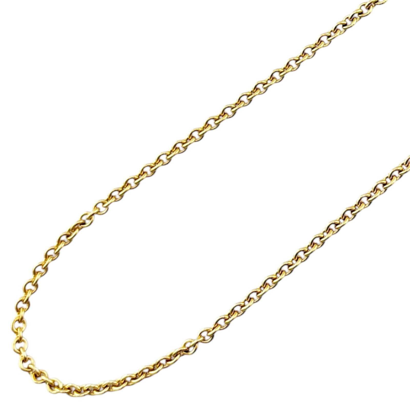 Women's 18K Gold Necklace with Tiffany Chain: Women's 18K Gold Necklace with Tiffany Chain 18K yellow gold necklace with Tiffany chain, offering a touch of luxury and sophistication. The 45 cm chain features some scratches and dirt, but remains