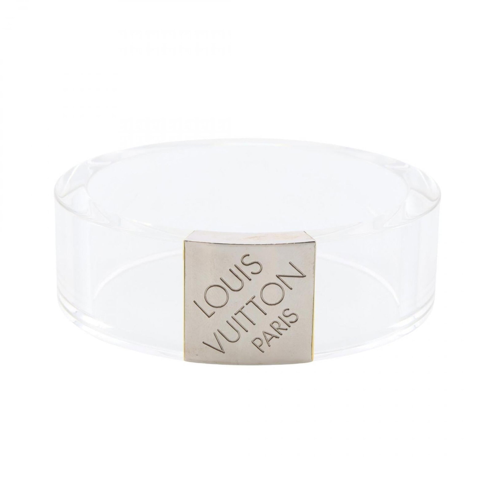 Louis Vuitton Bangle Plastic Stainless Steel: Louis Vuitton Bangle Plastic Stainless Steel This Louis Vuitton bangle combines plastic and stainless steel for a unique design. The clear plastic exterior features silver accents, adding a touch of e