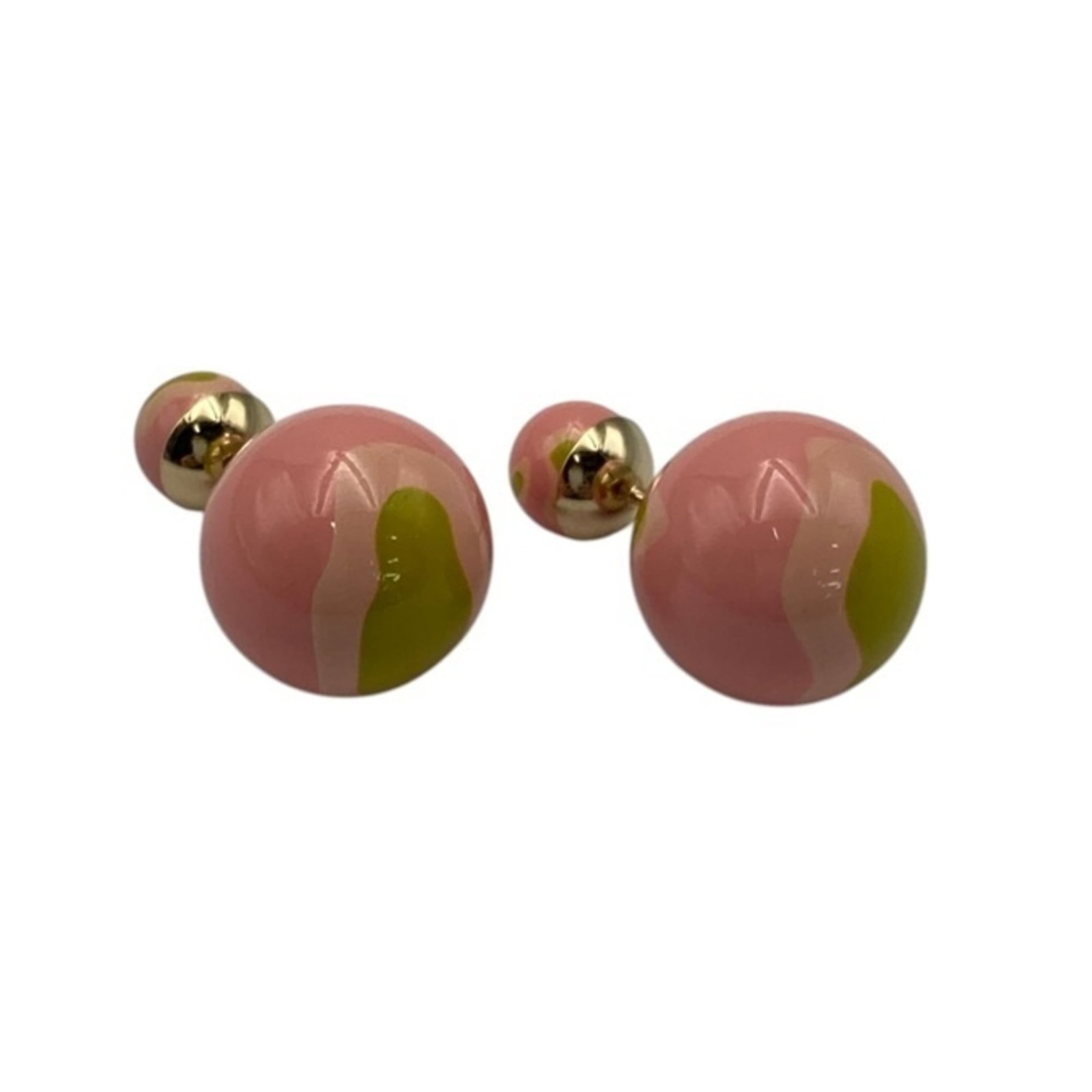 Christian Dior Stud Earrings Gold Plating Plastic: Christian Dior Stud Earrings Gold Plating Plastic Gold Plating and Pink Accents Elevate These Stud Earrings from Christian Dior, Featuring a Classic Design with a Touch of Femininity. Made from Gold P