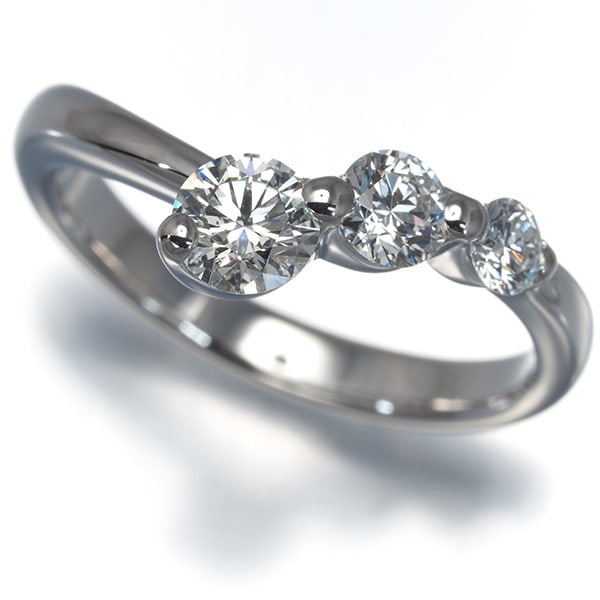 Tasaki Ring Diamond 0.59Ct Trilogy Us5.25-5.5 900 Platinum (1 of 5)