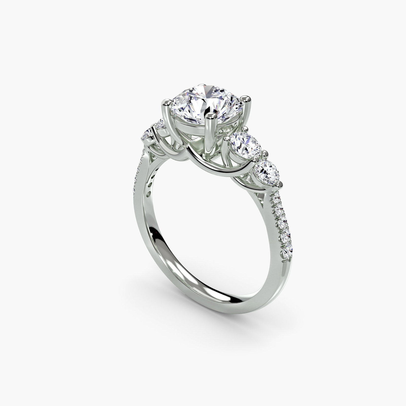 Pave Round 950 Platinum Ring Setting - 5
