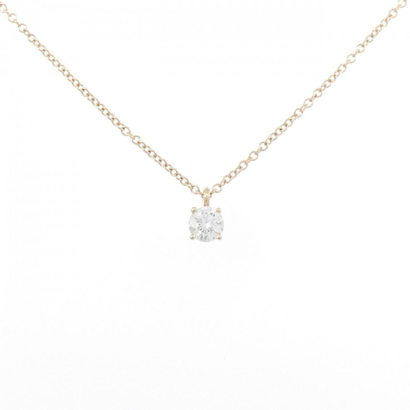 Solitaire Necklace 0.22ct F Si1 3Ext by Tiffany & Co.: Solitaire Necklace 0.22ct F Si1 3Ext by Tiffany & Co. Pink Gold (18K) Solitaire Diamond Necklace with 0.22ct F Si1 3Ext by Tiffany & Co., featuring a 3.9mm x 3.9mm diamond pendant suspended from a 41