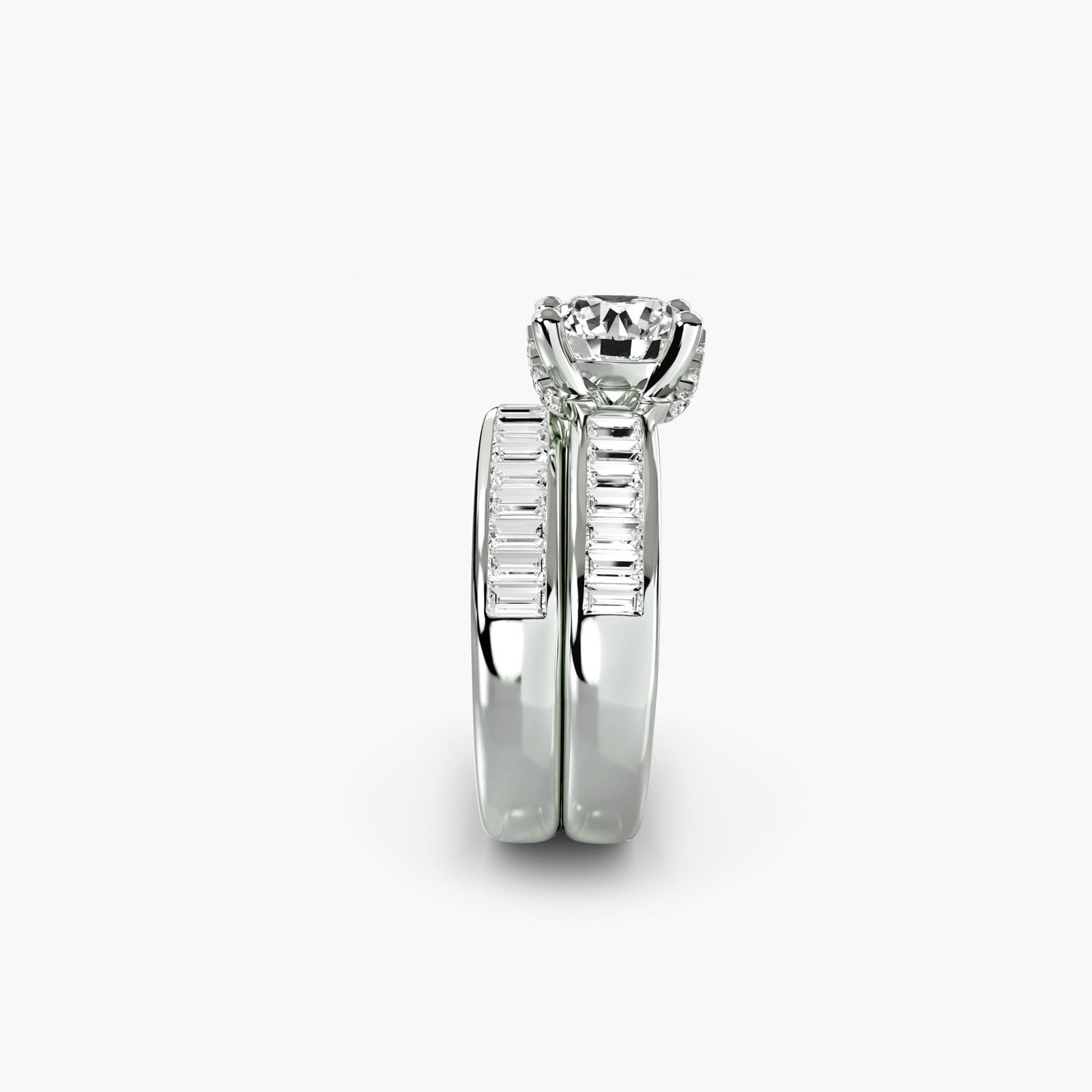 Side Stone Round 18Kt White Gold Ring Setting - 3