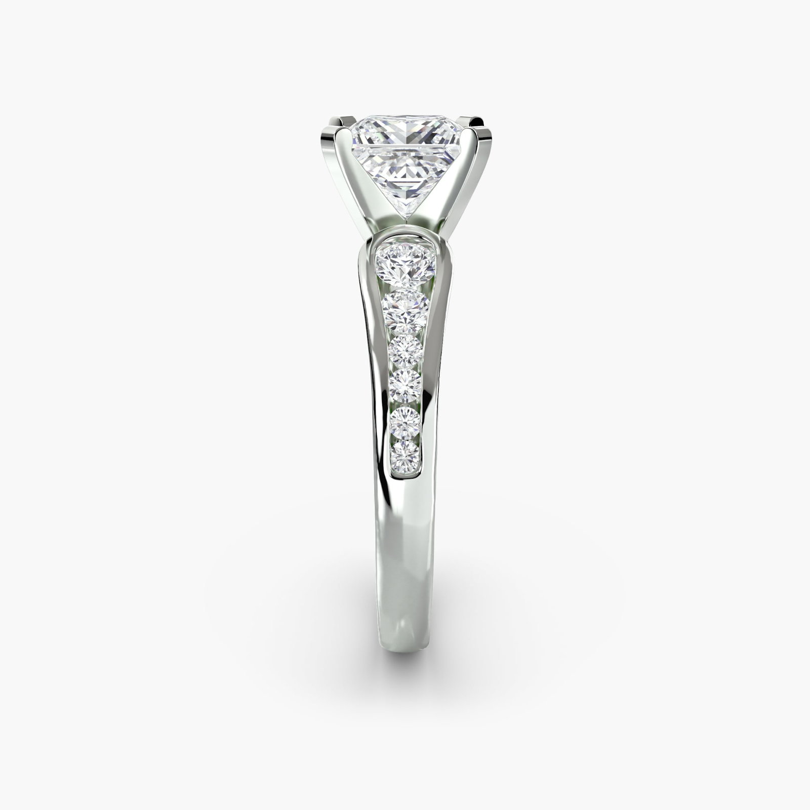 Pave Princess 950 Platinum Ring Setting - 3