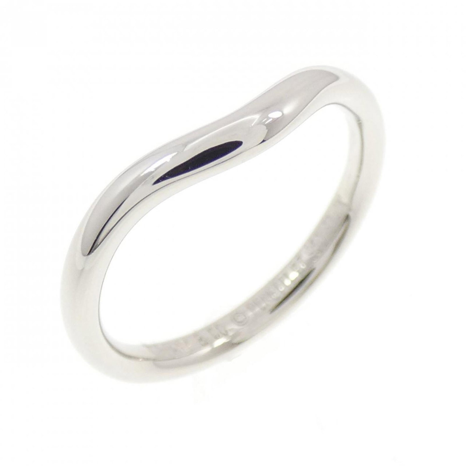 Platinum ring by Tiffany band: Platinum ring by Tiffany band Platinum ring by Tiffany features a band design made from high-quality platinum, with a US size 3.5 to fit comfortably on most women's fingers. The item bears some minor 