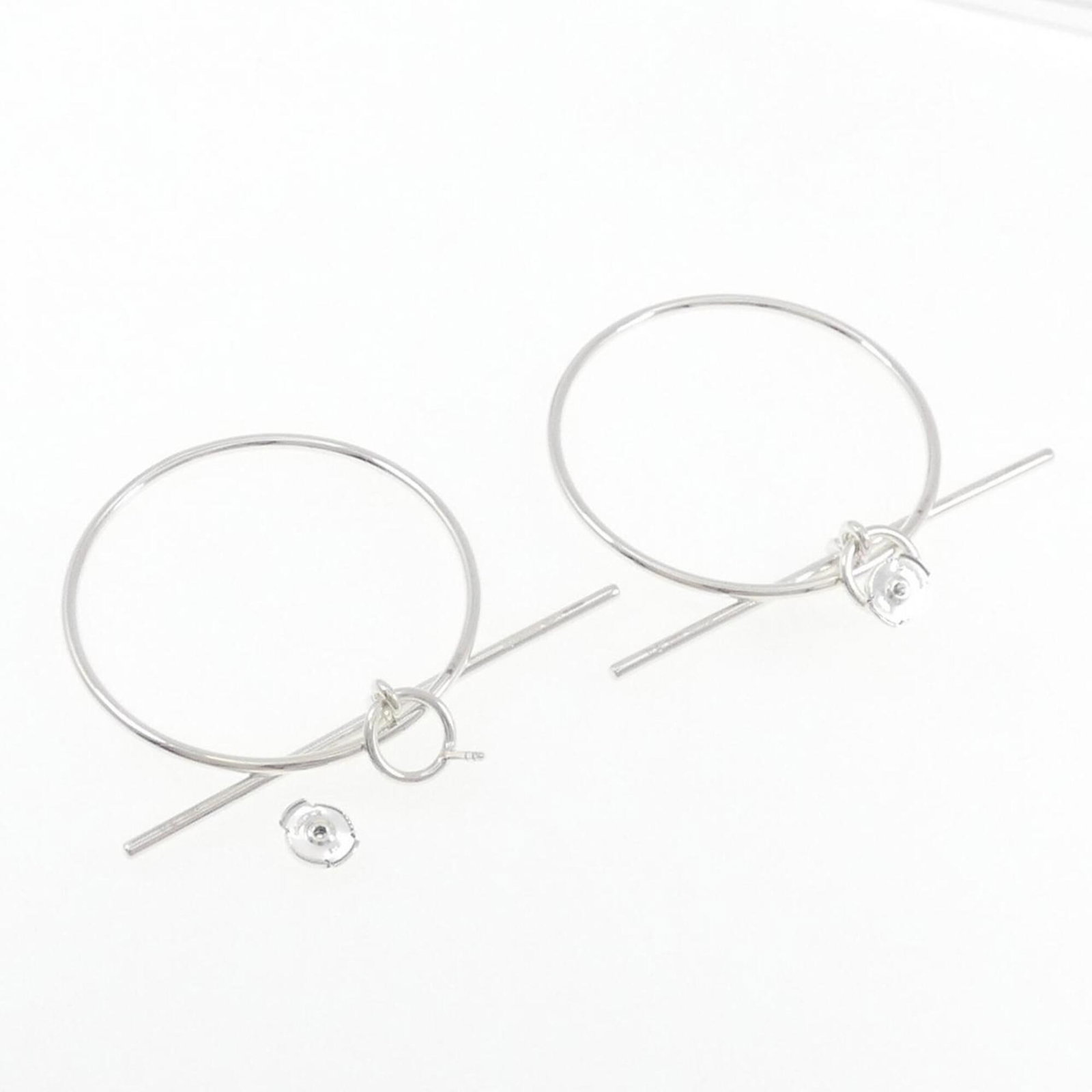 Hermes 925 Silver Earrings Stud - 3