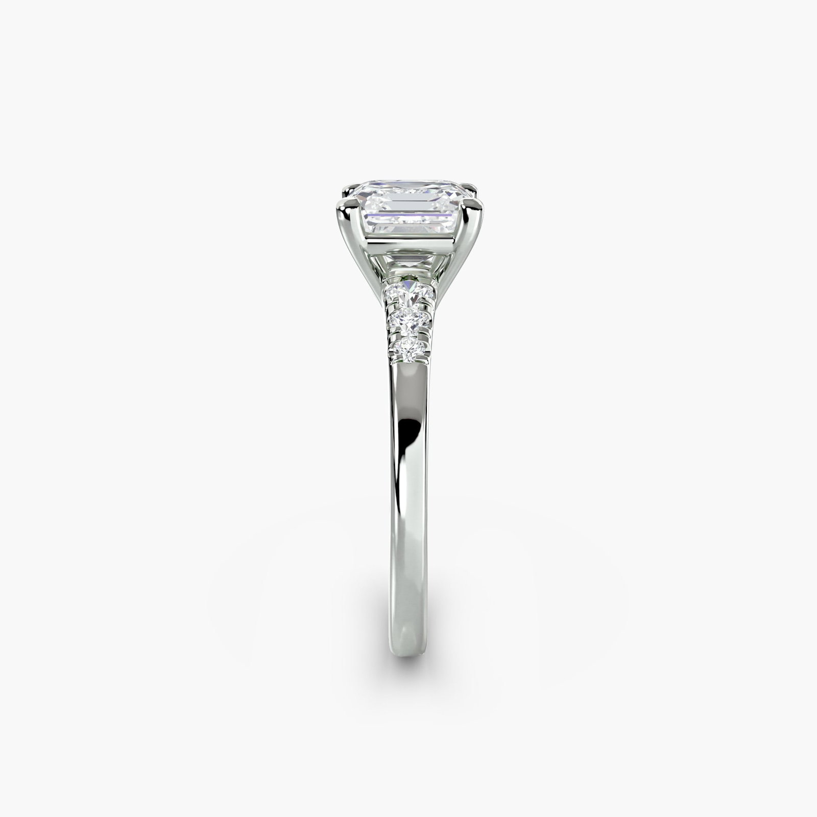 Solitaire Asscher 950 Platinum Ring Setting - 3