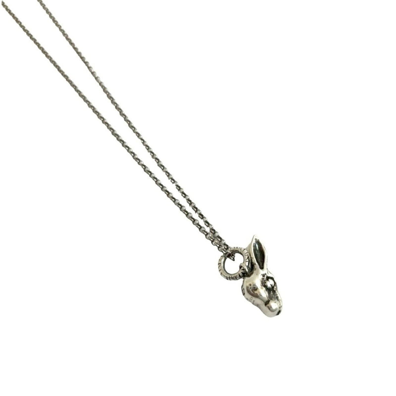 Gucci Rabbit Forest Necklace Sterling Silver Head Anger Pendant 59030 (1 of 6)