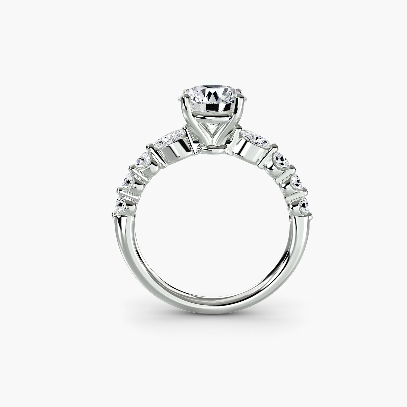 Pave Round 950 Platinum Ring Setting - 4