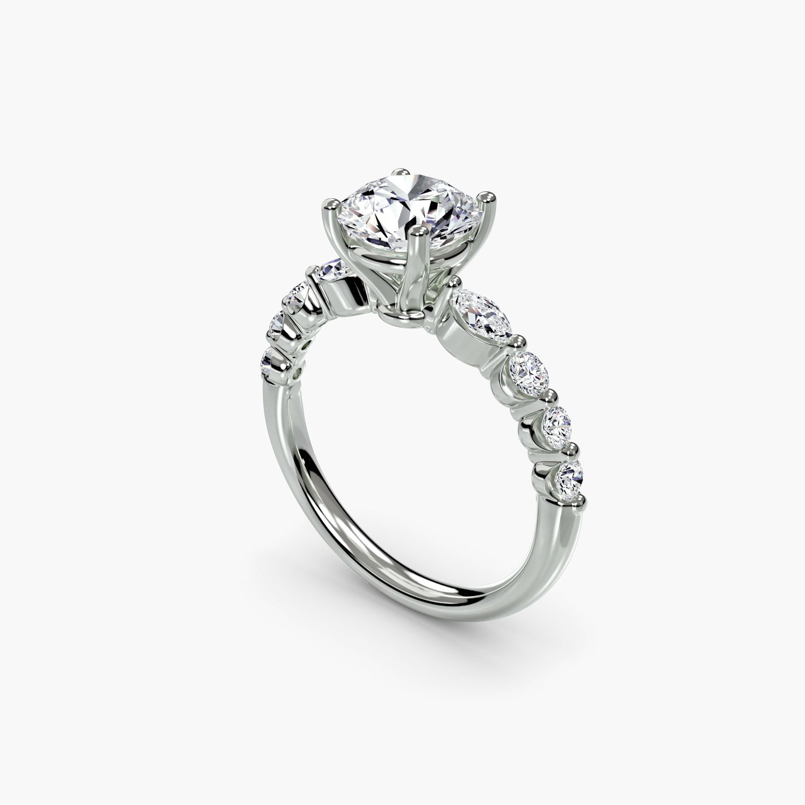 Pave Round 950 Platinum Ring Setting - 5