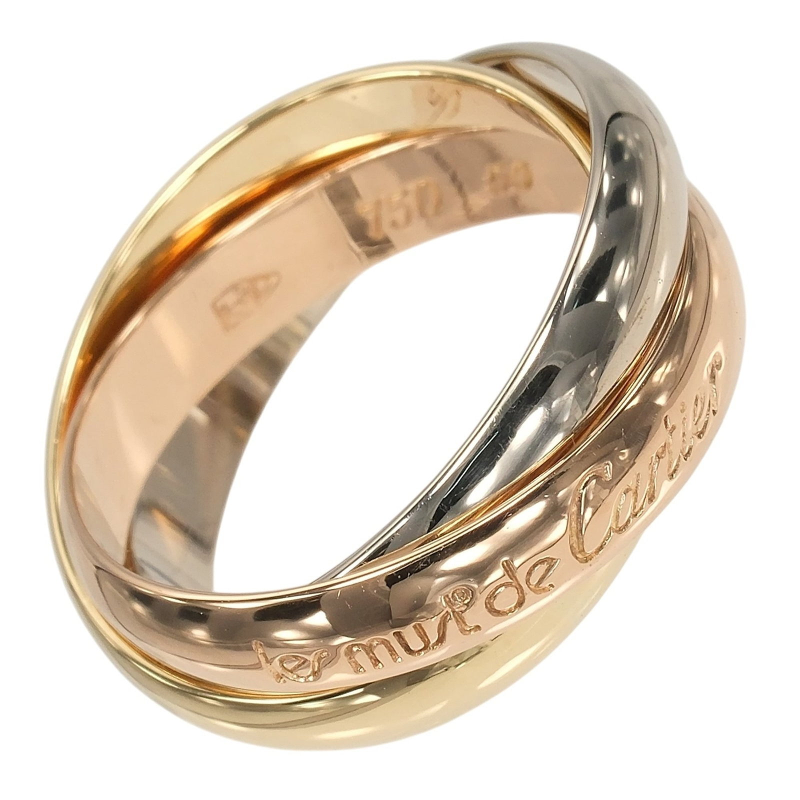 Cartier Pink 18k White 18k Yellow Gold Ring Band: Cartier Pink 18k White 18k Yellow Gold Ring Band Cartier Pink 18k White 18k Yellow Gold Ring Band - A stylish and elegant band featuring pink gold, white gold, and yellow gold in a beautiful combinati