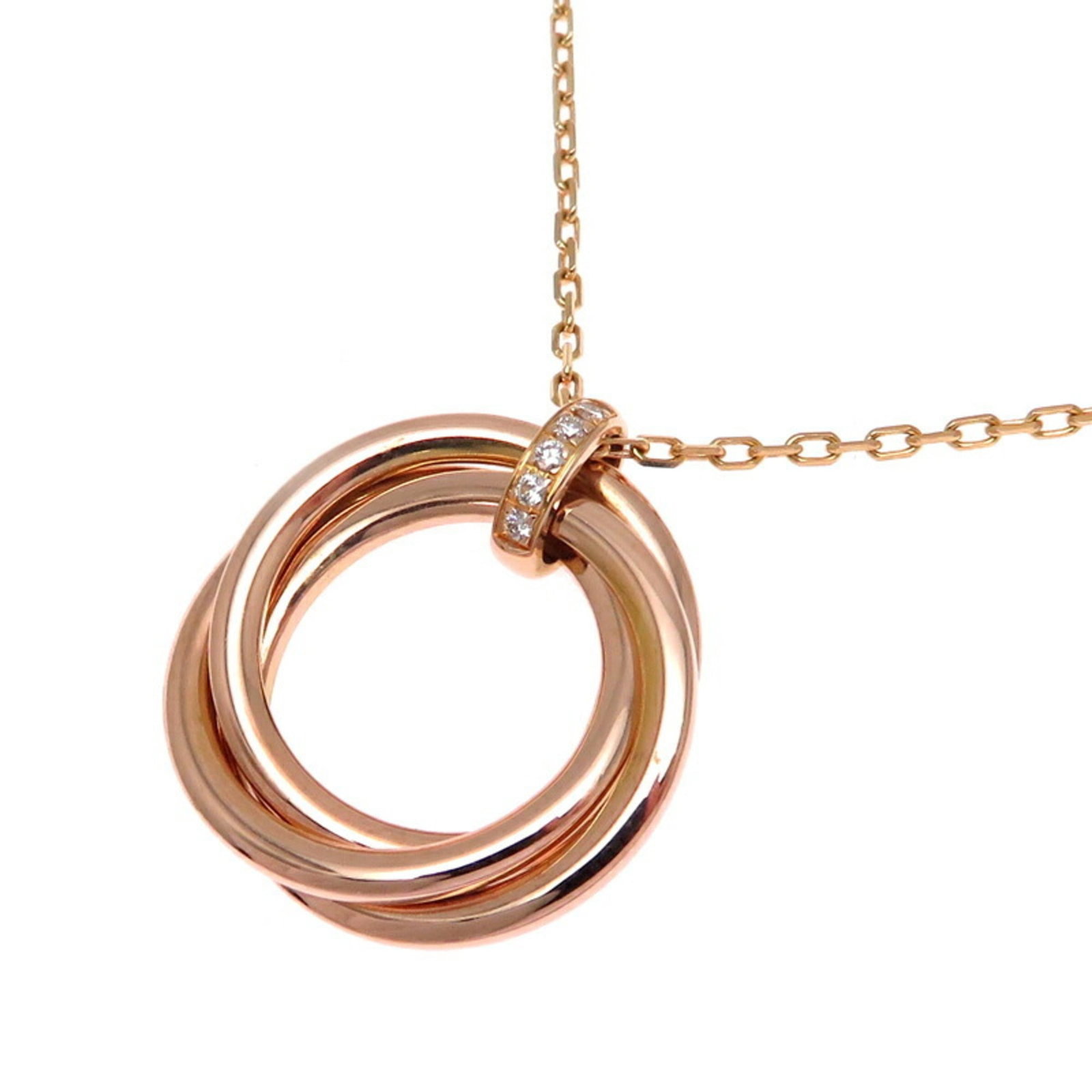 Cartier Women's Necklace Diamond Trinity Pink Gold: Cartier Women's Necklace Diamond Trinity Pink Gold Cartier Women's Necklace Diamond Trinity Pink Gold features a stunning diamond pendant set in pink gold (18K) on a necklace with a 42.5 cm circumfere