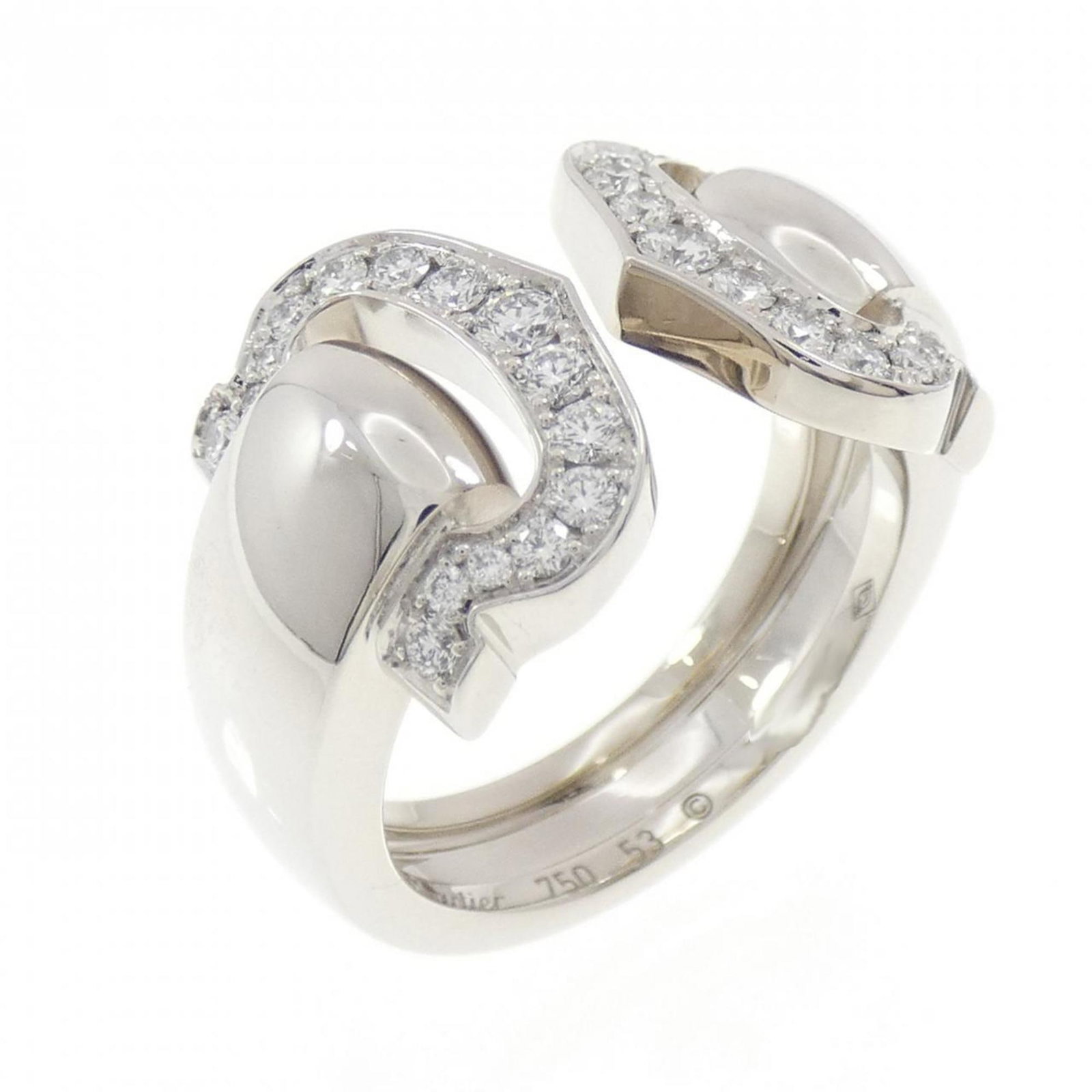 Cartier ring large: Cartier ring large Large Cartier ring in white gold, featuring a classic design with subtle scratches and minor dirt marks from normal wear. The item bears a signature but its origin cannot be