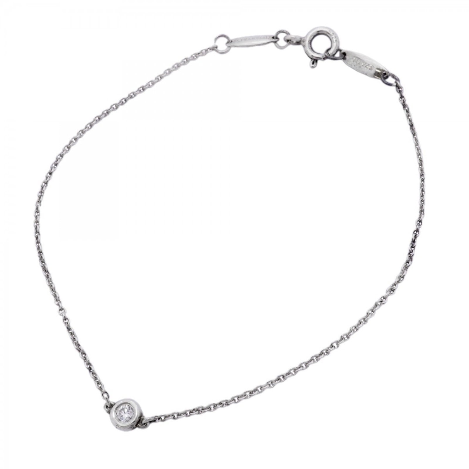 Charm Tiffany Bracelet 925 Silver: Charm Tiffany Bracelet 925 Silver Charm Tiffany Bracelet 925 Silver features a diamond stone set in 18cm / 7.08'' length of silver, bearing the hallmark of Tiffany Type. The bracelet has traces of