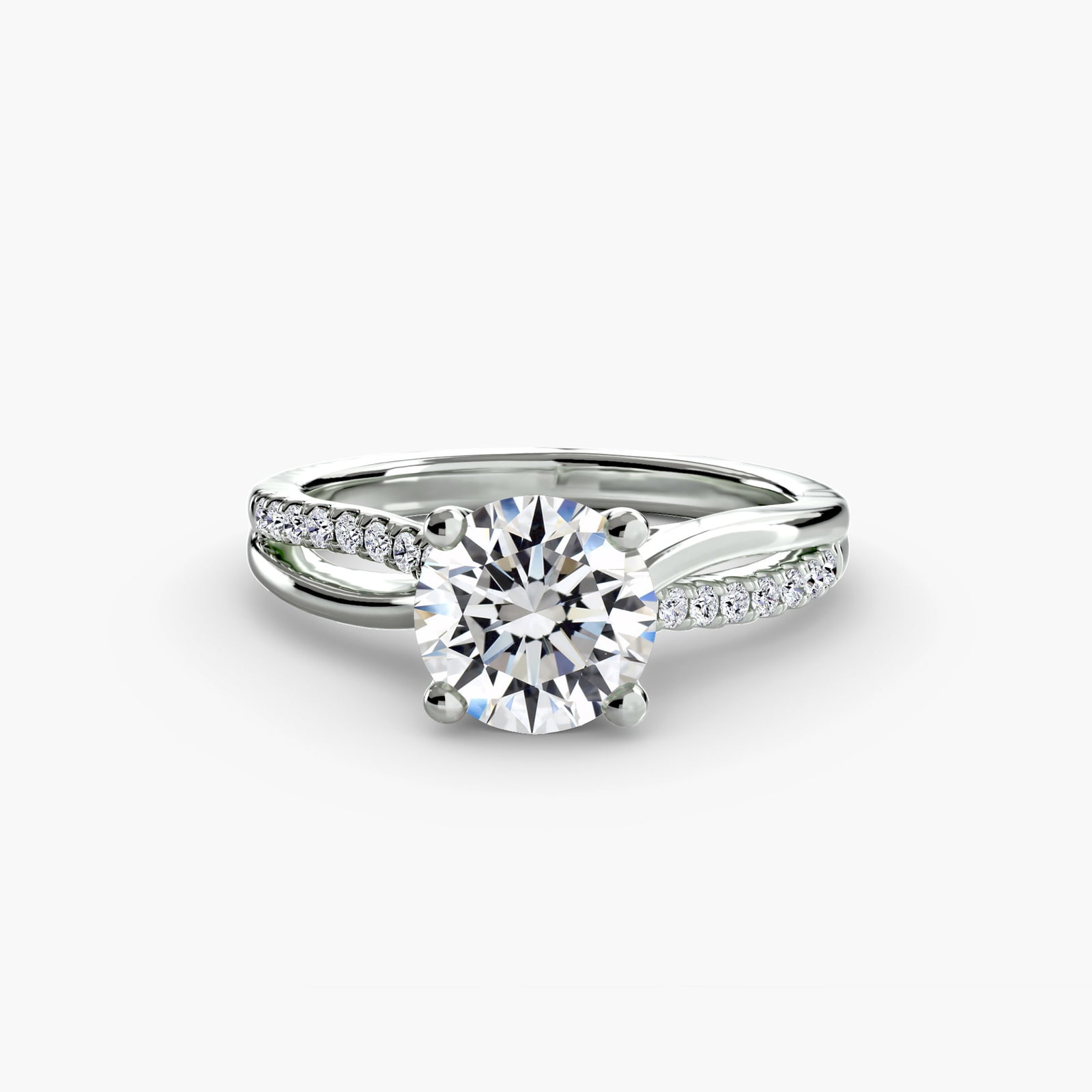 Pave Round 950 Platinum Ring Setting - 2