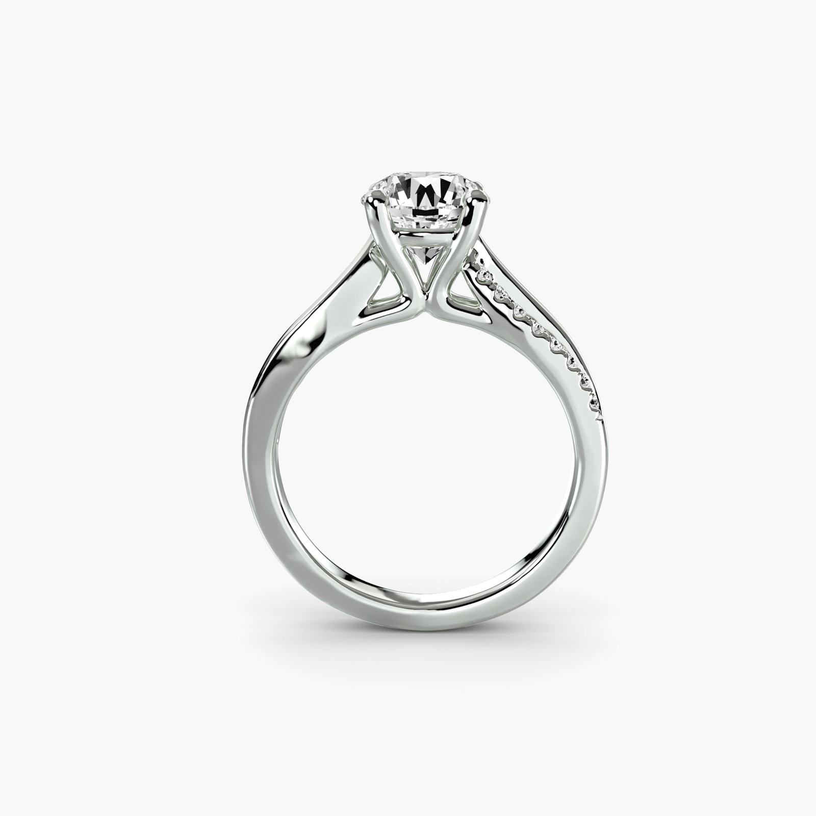 Pave Round 950 Platinum Ring Setting - 4
