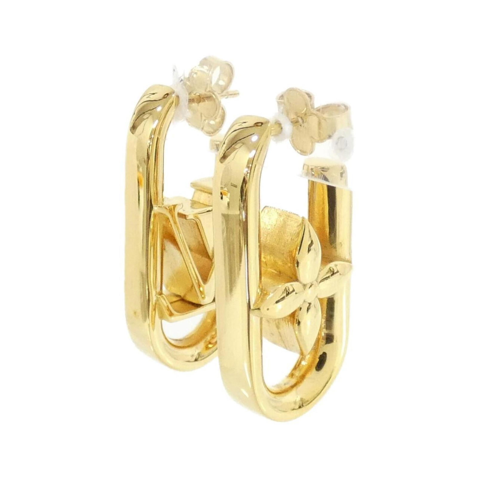 Louis Vuitton Boucl D'Oreilles Hoop Earrings With My Lv Chain M01140: Louis Vuitton Boucl D'Oreilles Hoop Earrings With My Lv Chain M01140 Gold hoop earrings with the iconic Louis Vuitton Boucl D'Oreilles design, paired with a delicate My LV chain. The earrings feature 