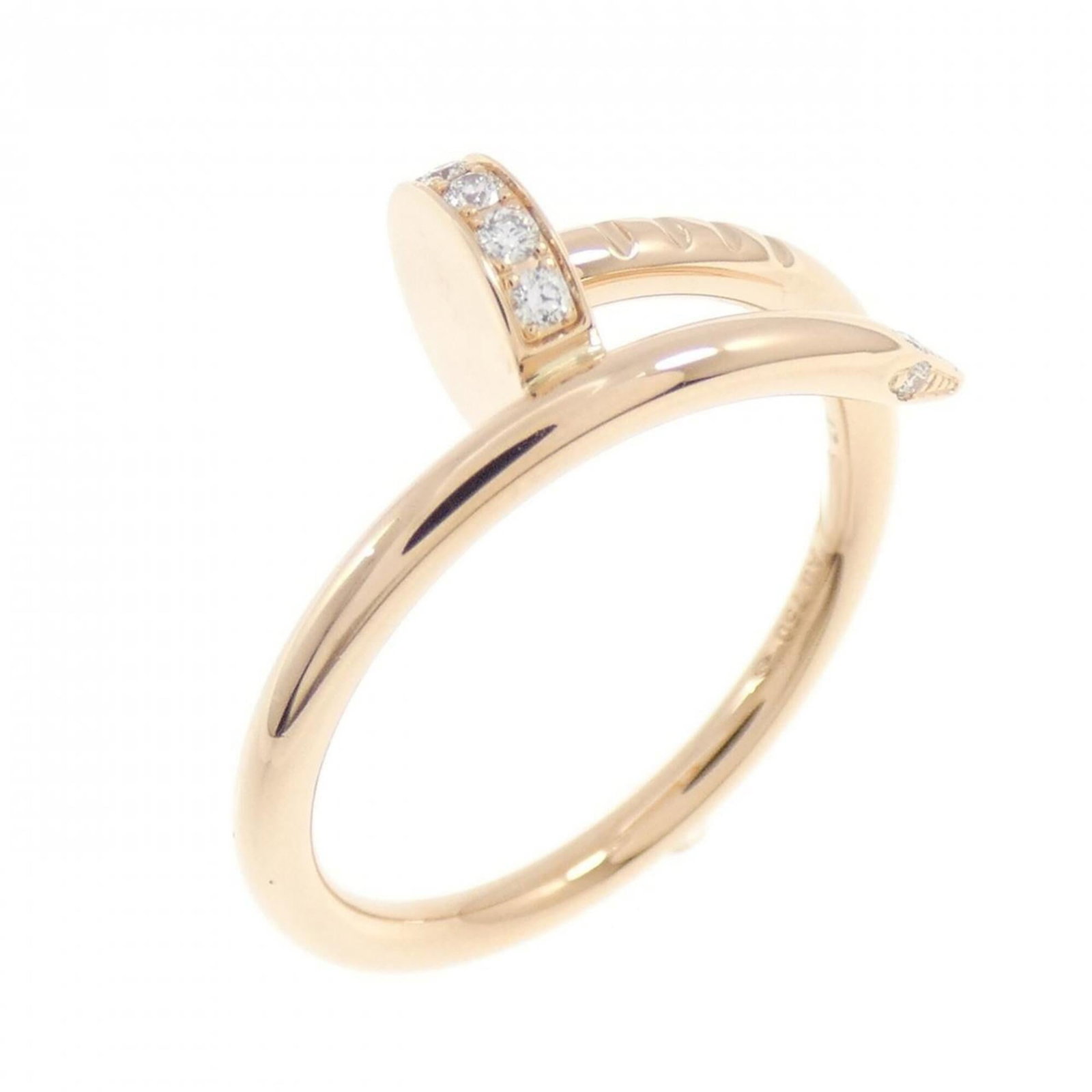 Pink gold 18k ring band from Cartier: Pink gold 18k ring band from Cartier Pink gold 18k ring band from Cartier, featuring diamond stone and a refined pink gold material. This used item has hardly any traces of usage and is in like new