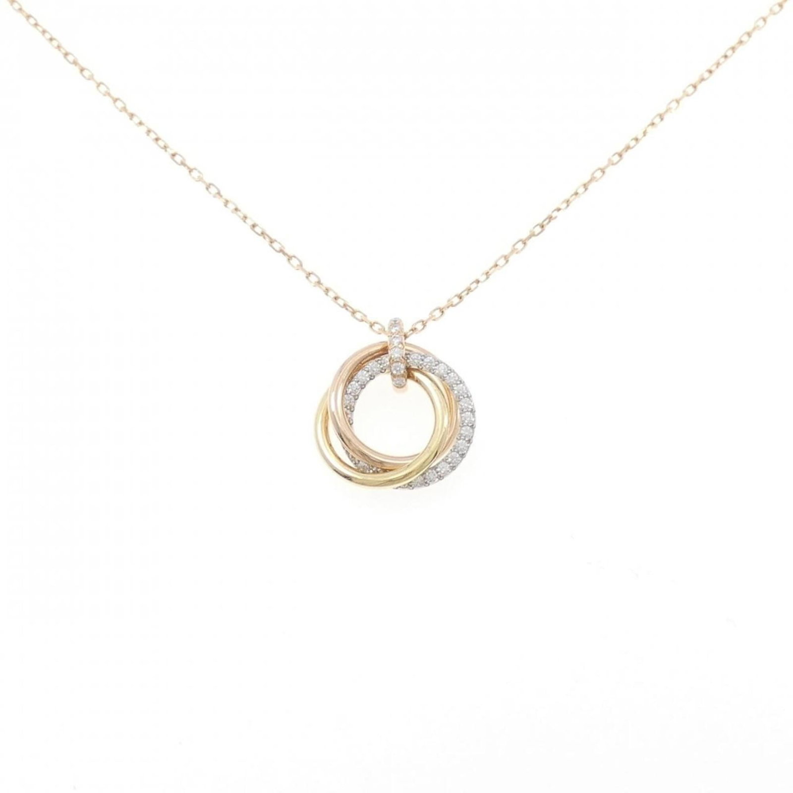Trinity Cartier Necklace: Trinity Cartier Necklace Pink Gold (18K) Cartier Necklace featuring a Diamond Pendant, available in sizes 39 cm - 42 cm / 15.35'' - 16.53''. The necklace boasts a pendant size of 17.8mm x 15mm and is 