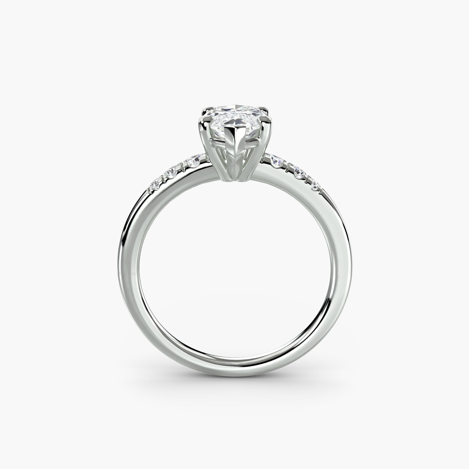 Solitaire Marquise 950 Platinum Ring Setting: Solitaire Marquise 950 Platinum Ring Setting Solitaire marquise setting in 950 platinum, featuring six lab-grown side stones totaling 0.135 carats, with a band width of 2mm and a new condition metal w