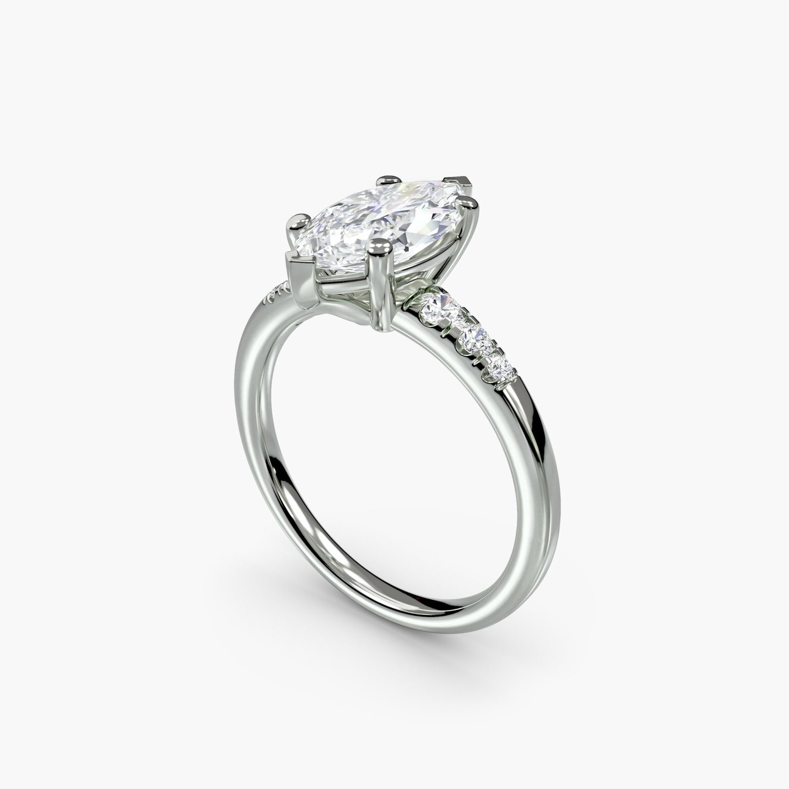 Solitaire Marquise 950 Platinum Ring Setting - 5