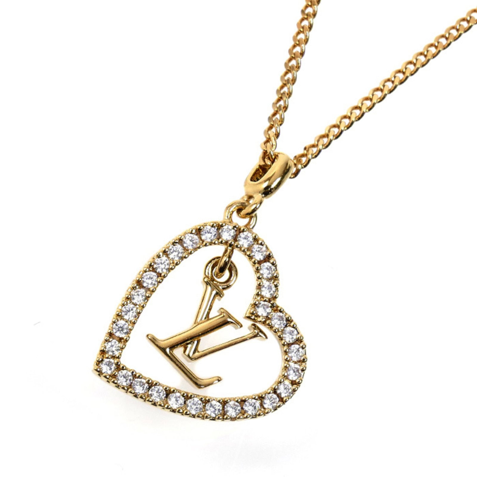 Louis Vuitton Louis Vuitton Gp Rhinestone My Lv Heart Necklace M02389 44Cm Women'S: Louis Vuitton Louis Vuitton Gp Rhinestone My Lv Heart Necklace M02389 44Cm Women'S Gold Plating and Rhinestone Louis Vuitton Heart Necklace, 44cm Circumference. This gold plated necklace features the 