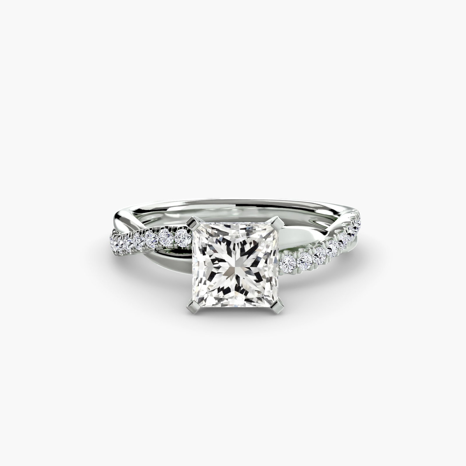 Pave Princess 950 Platinum Ring Setting - 2