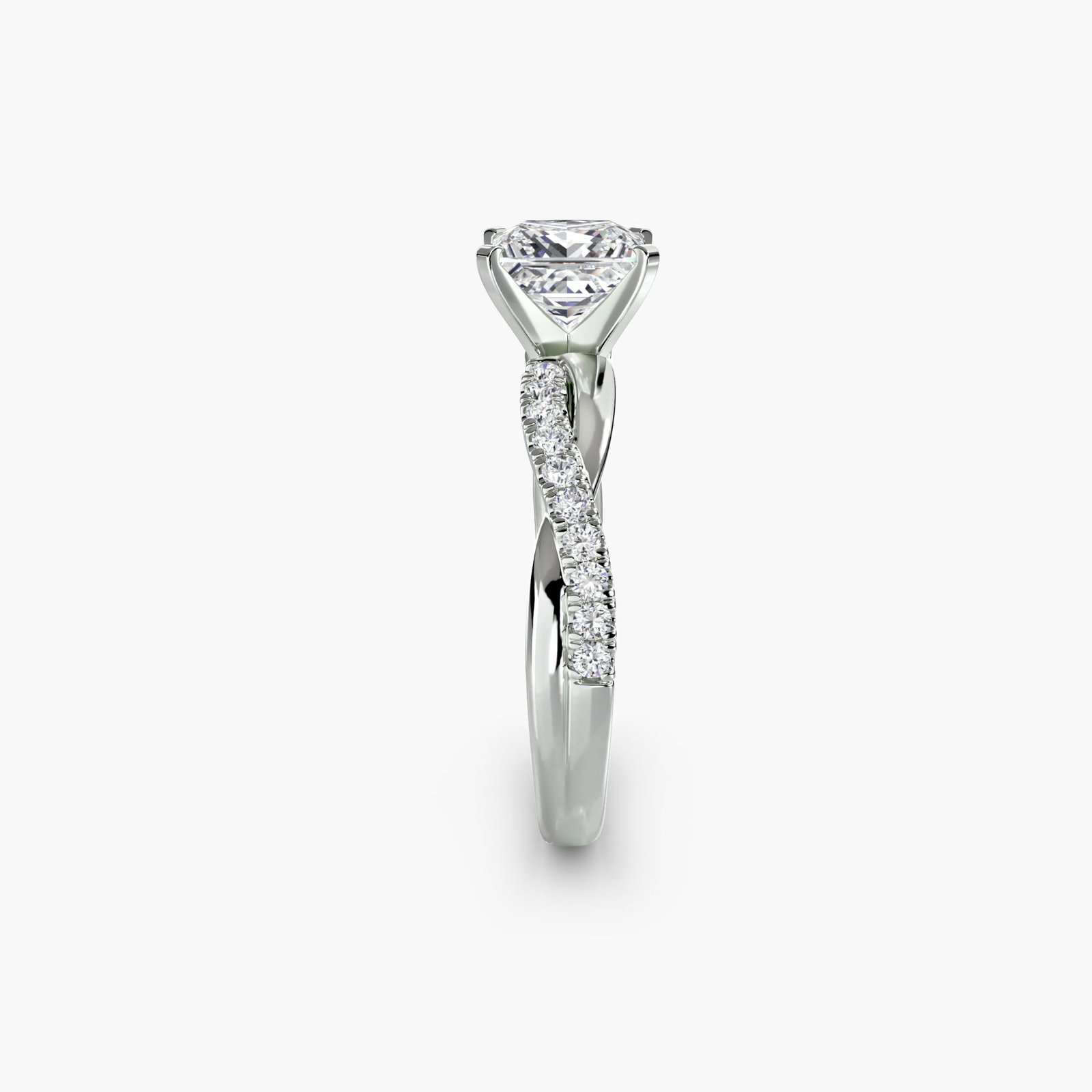 Pave Princess 950 Platinum Ring Setting - 3