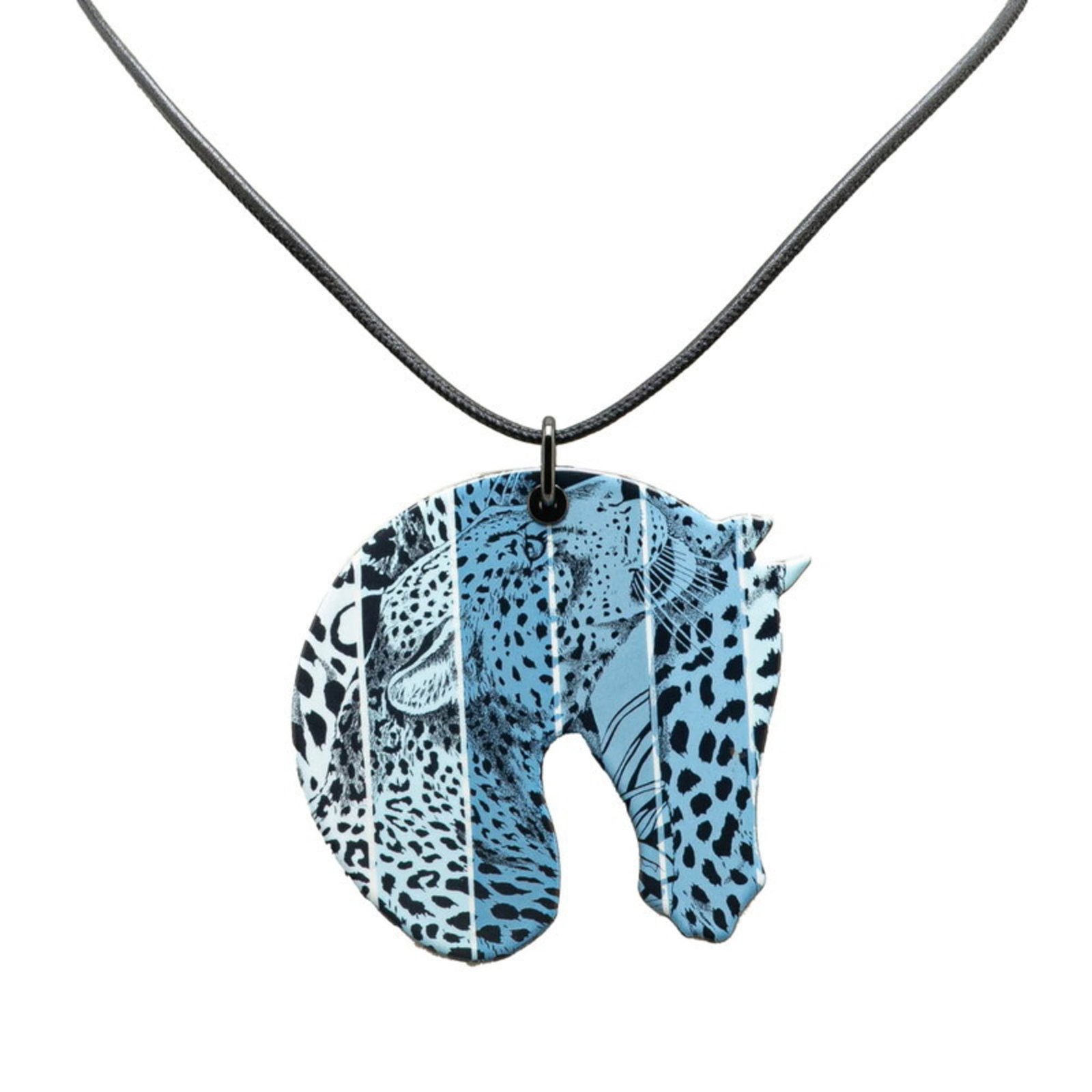 Hermes Women's Blue Black Plastic Rainbow Love Jungle Necklace: Hermes Women's Blue Black Plastic Rainbow Love Jungle Necklace The Hermes Women's Blue Black Plastic Rainbow Love Jungle Necklace boasts a vibrant, multicolored design featuring a rainbow of hues on a