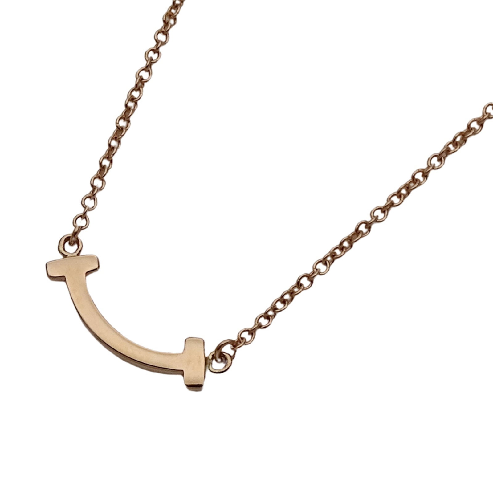 Tiffany Co Women S T Smile Necklace Pink Gold Polished: Tiffany Co Women S T Smile Necklace Pink Gold Polished Pink Gold Polished Tiffany Co Women's S T Smile Necklace, featuring a 13.2mm pink gold pendant with a necklace circumference of 41-46cm,
