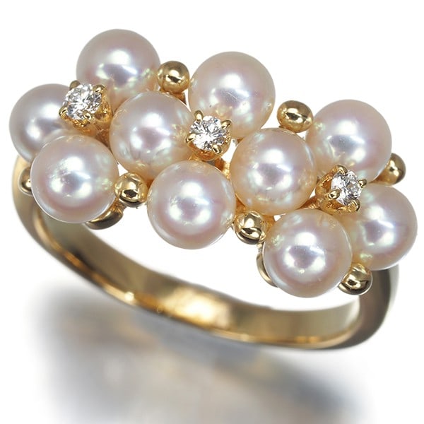 Mikimoto Ring Baby Akoya Pearl 4.0Mm Diamond Us5 18K 750 Yellow Gold (1 of 5)