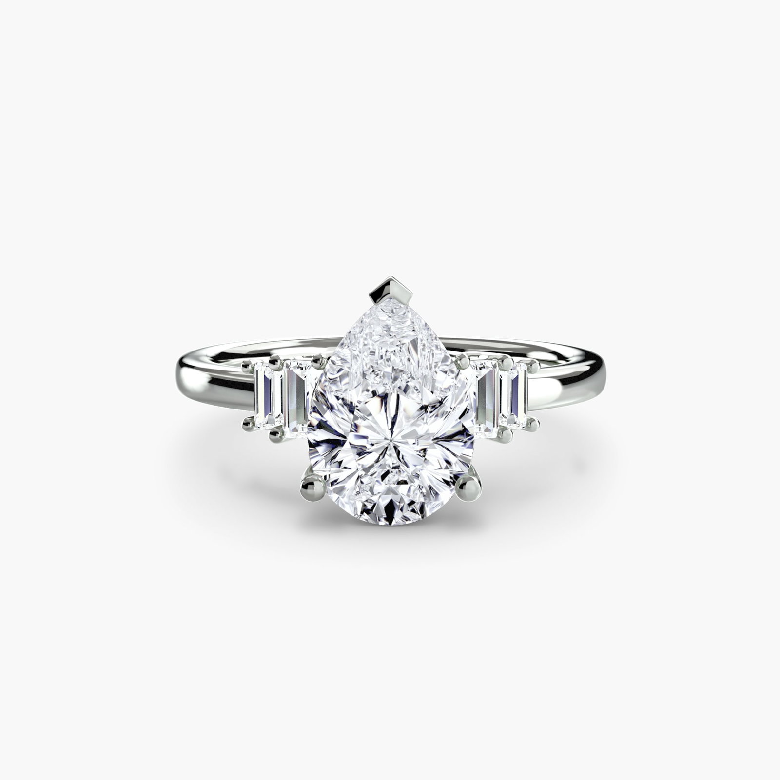Solitaire Pear 950 Platinum Ring Setting - 2