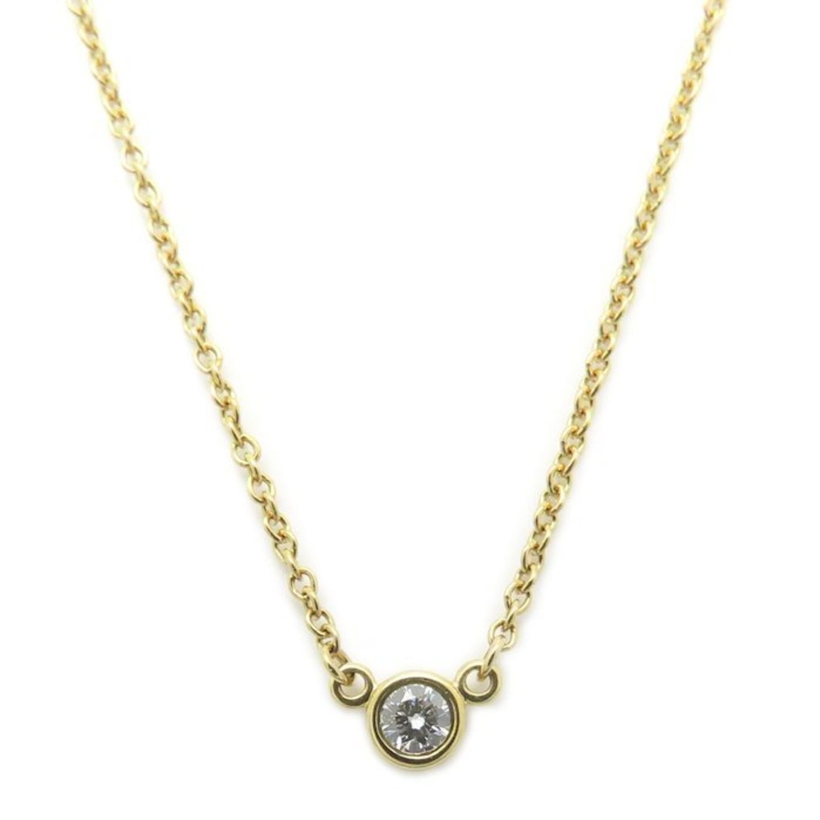 Tiffany&Co. Tiffany & Co. By The Yard Necklace 1P Diamond Elsa Peretti Design 18K Yellow Gold: Tiffany&Co. Tiffany & Co. By The Yard Necklace 1P Diamond Elsa Peretti Design 18K Yellow Gold 18K Yellow Gold Elsa Peretti Design Necklace, featuring a 1P Diamond pendant, is a stunning piece from Tif