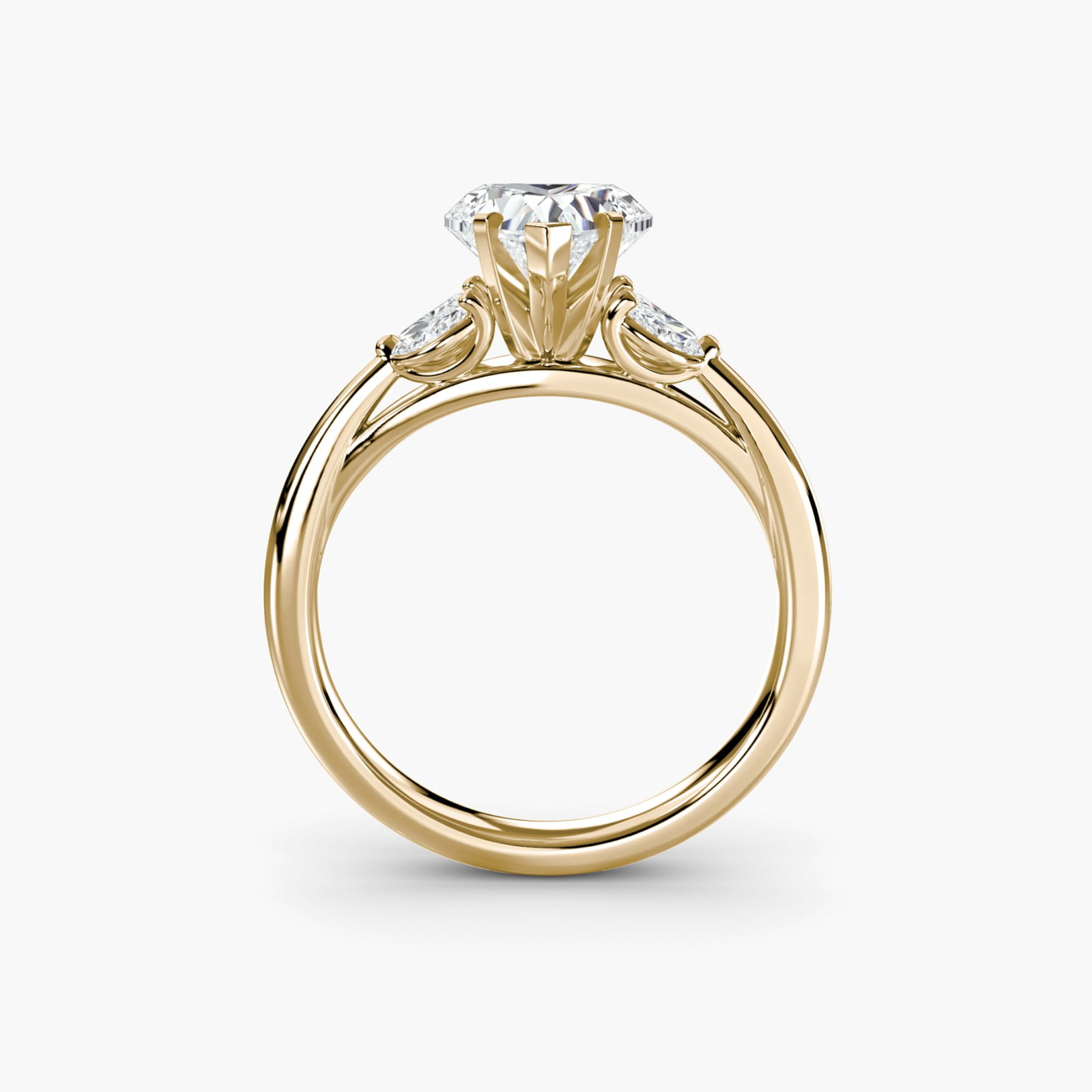 Side Stone Heart 14Kt Yellow Gold Ring Setting: Side Stone Heart 14Kt Yellow Gold Ring Setting Side Stone Heart Ring Setting in 14Kt Yellow Gold boasts a beautiful, intricate design with four lab-grown side stones totaling 0.43 carats. The